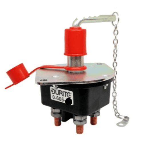 Double-Pole Battery Isolator with Removable Key and Splashproof Cover - 250A 24V 0-605-54