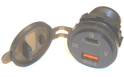 Durite Panel Mount 3.0 USB + Type C 12/24volt bg1 0-534-15