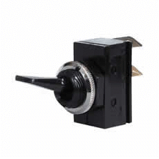 On/Off Toggle Switch with Flat Plastic Lever - 10A at 12V-0-364-01