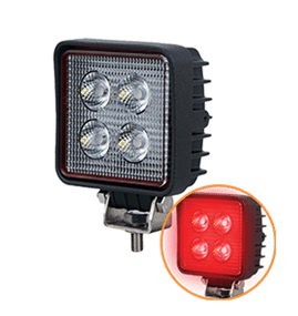 RED FLOOD BEAM LED WORK LAMP - 12/24V 0-421-05