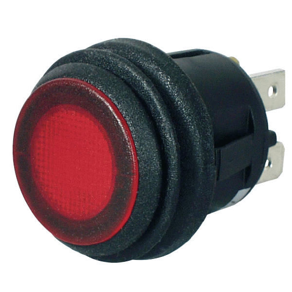 Red LED On/Off Round Rocker Switch - 12V-0-531-25