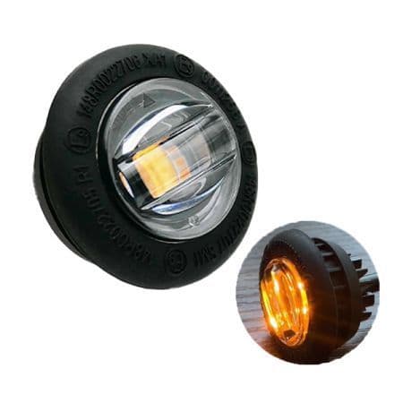 Round 19mm Warning Light 5W + Marker Amber 0.4W 12/24volt Bx1