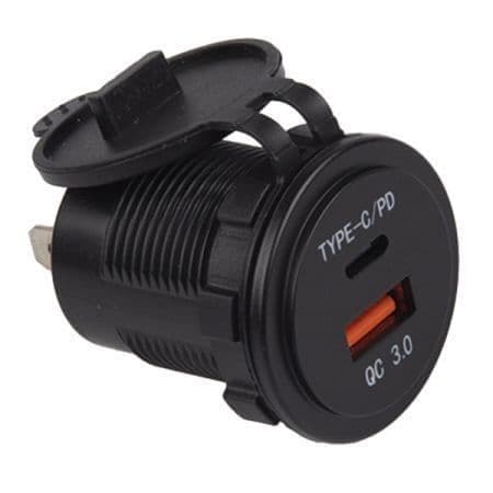 USB 2-Port Socket USB-A USB-C 12/24 volt bg1