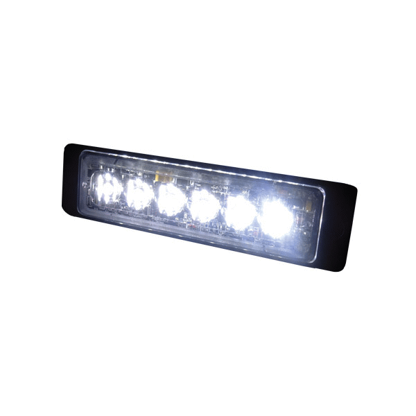White High Intensity 6 LED Slimline Warning Light - 12/24V-0-441-07