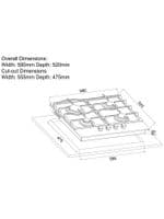 CATA UBGOG601BK BLACK GLASS Gas Hob