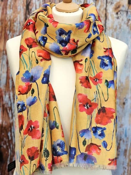 Poppies - Ochre Scarf