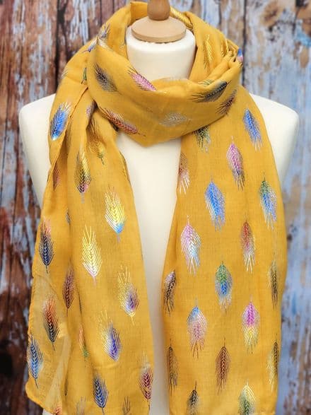 Rainbow Feathers - Yellow Scarf