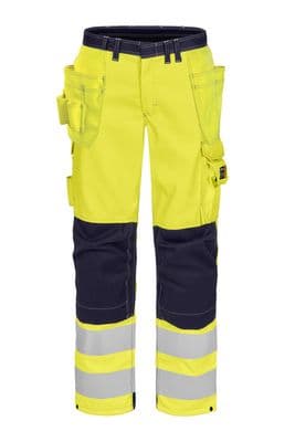 Fire Resistant Ladies Lined Craftsman Trousers Yellow and Navy