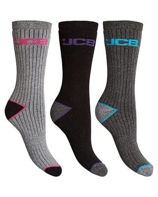 JCB 3PK Ladies Outdoor Activity Socks Grey Mix