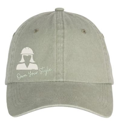 NATIVE SPIRIT Faded Cap Washed Almond Green - C/W Work boutigue lady with inspo Green/Stone logo