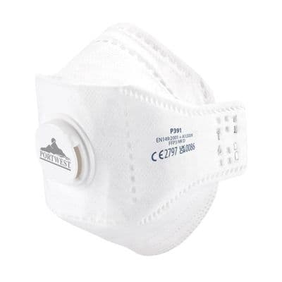 PORTWEST P391 Eagle FFP3 Valved Dolomite Fold Flat Respirator (Pk10)