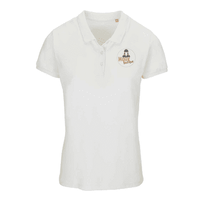 SOLS Ladies organic Pique Polo Shirt Off White - Work Boutique Circle Orange/Charcoal circle logo LB