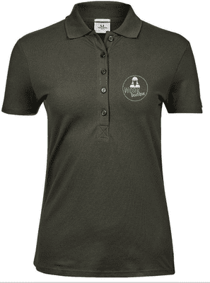TEE JAYS Ladies Luxury Stretch Polo Shirt Deep Green - Work Boutique Circle Green/Stone circle logo LB