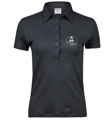 Tee Jays Ladies Pima Cotton Polo Shirt Dark Grey - Work Boutique Circle Green/Stone circle logo