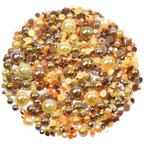 'CHOCOLATE ORANGE' Theme Rhinestone and Pearl Embellishment Pack