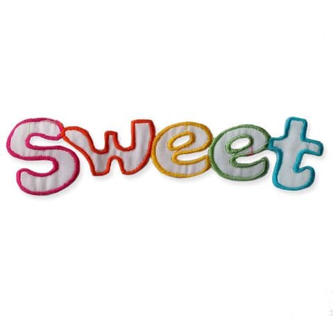 'SWEET' MOTIF IRON ON EMBROIDERED PATCH APPLIQUE