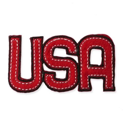 'USA' MOTIF IRON ON EMBROIDERED PATCH APPLIQUE