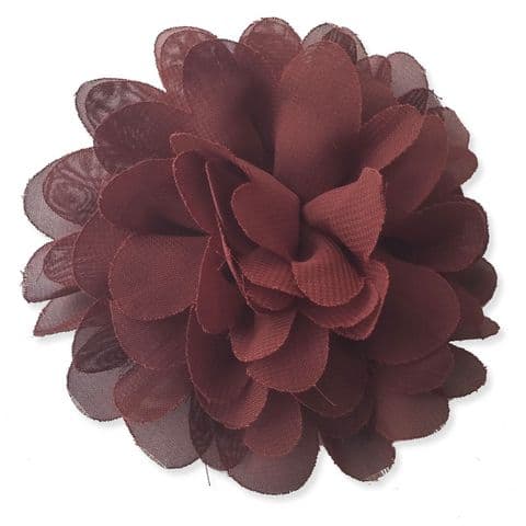 10cm Pompom Bloom CHOCOLATE BROWN Fabric Flower Applique