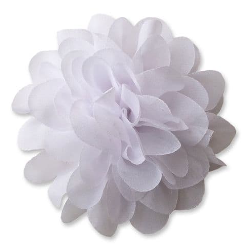 10cm Pompom Bloom WHITE Fabric Flower Applique
