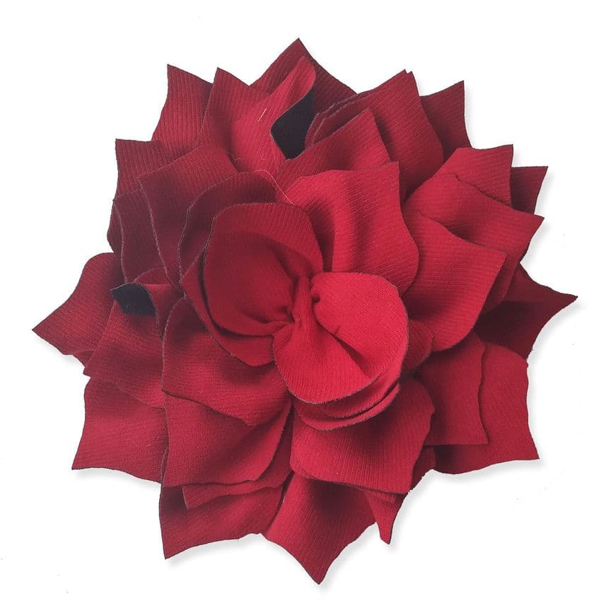 12cm Dahlia RED Fabric Flower Applique