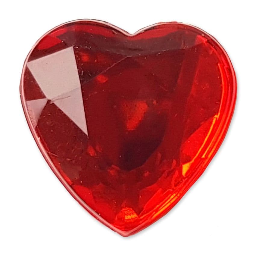 13mm RED Heart Flatback Acrylic Embellishment Gems