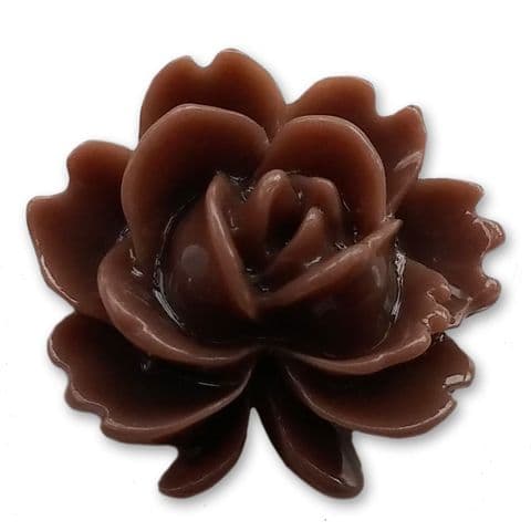 15mm BROWN Shabby Rose Resin Flatback Cabochons