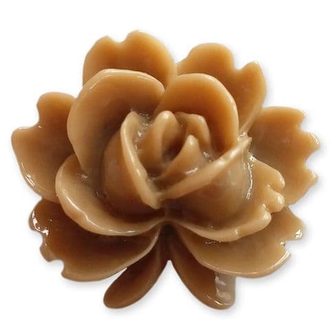 15mm COFFEE BROWN Shabby Rose Resin Flatback Cabochons