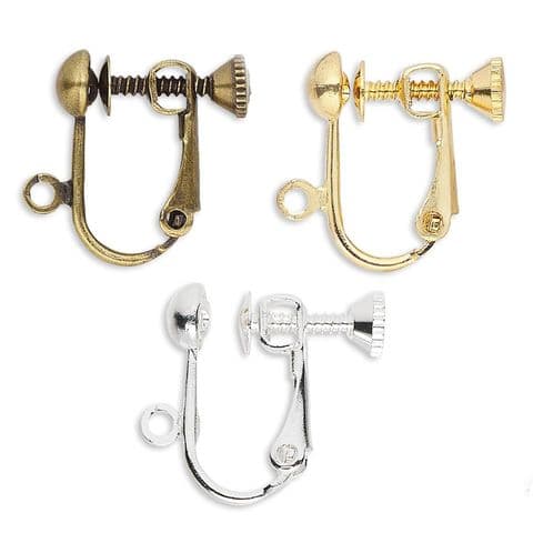 16x14mm Brass Screw Clip-On Earrings