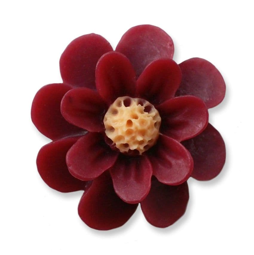 18mm Burgundy Matte Daisy Resin Flatback Cabochons