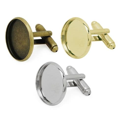 18mm Round Cameo Setting Cufflink Bases
