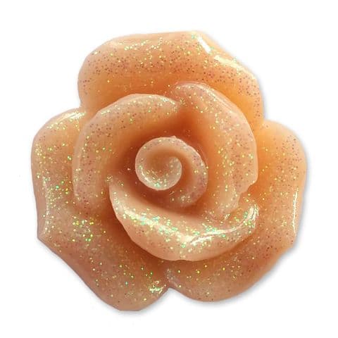 20mm CARAMEL Glitter Rose Resin Flatback Cabochon