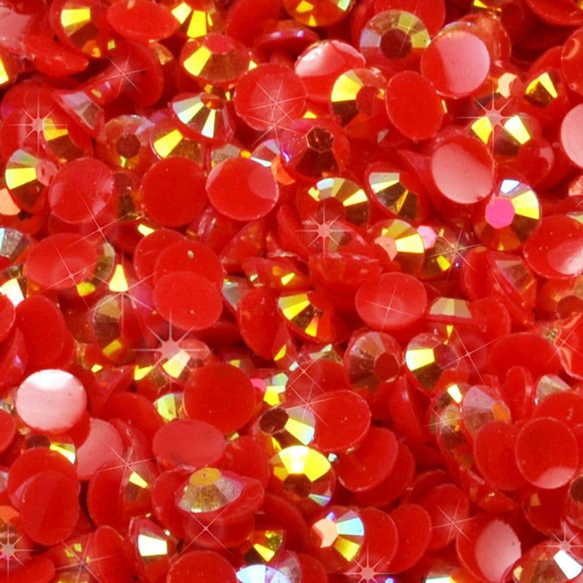 3/4mm Red Iridescent AB Diamanté Rhinestone Embellishments