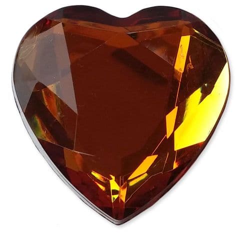 30mm TOPAZ 5pcs Heart Shape Flatback Acrylic Gem Jewels