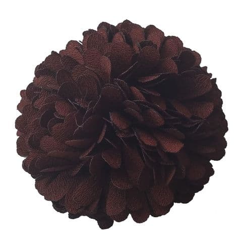 6cm Marigold PomPom CHOCOLATE BROWN Fabric Flower Applique
