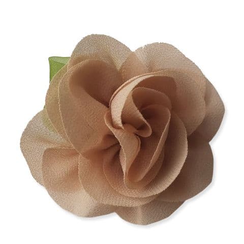6cm Rose Leaf LIGHT COFFEE Fabric Flower Applique