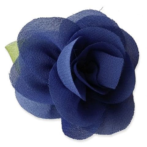 6cm Rose Leaf NAVY BLUE Fabric Flower Applique