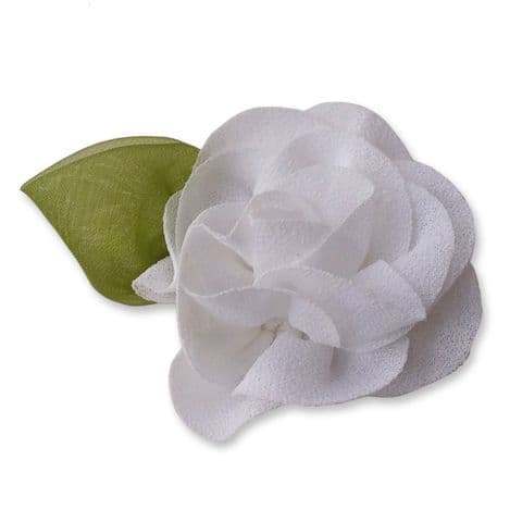 6cm Rose Leaf WHITE Fabric Flower Applique