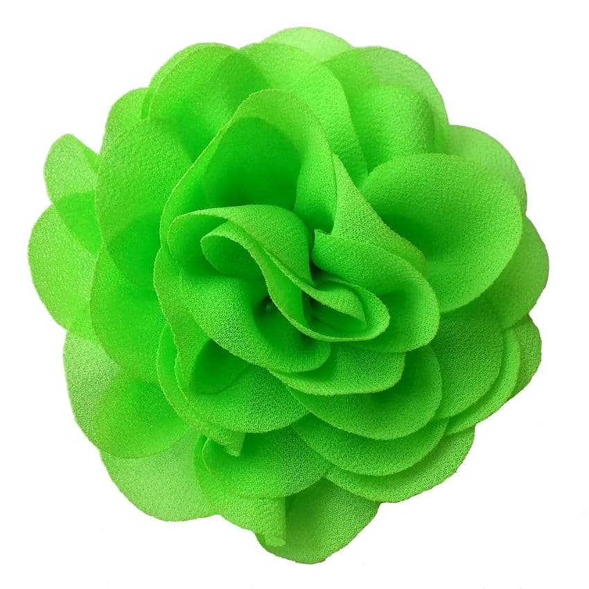 8cm Camellia NEON GREEN Fabric Flower Applique