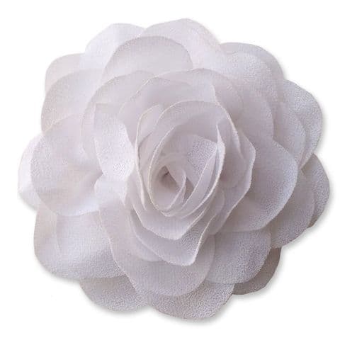 8cm Camellia WHITE Fabric Flower Applique