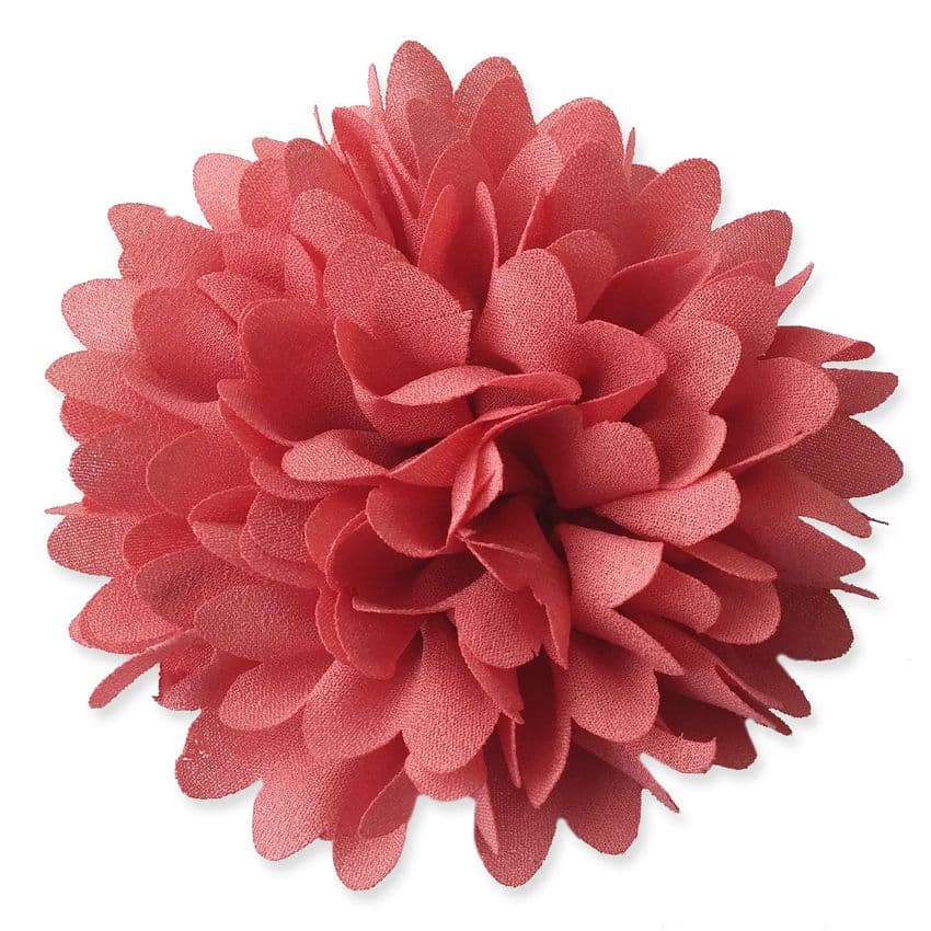 8cm Chrysanthemum DARK CORAL Fabric Flower Applique