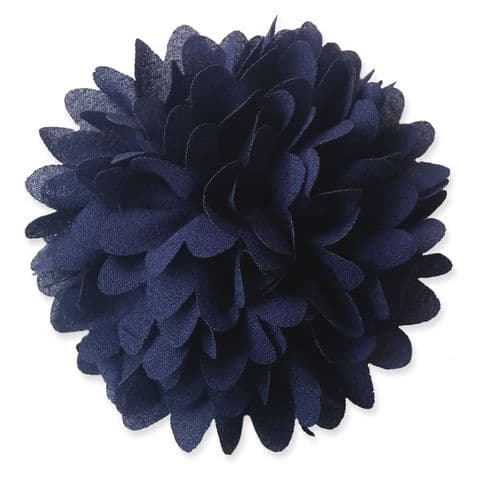 8cm Chrysanthemum NAVY BLUE Fabric Flower Applique