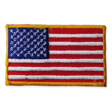 AMERICAN FLAG MOTIF IRON ON EMBROIDERED PATCH APPLIQUE