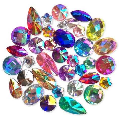 ASSORTED 50pcs AB Small Acrylic Flatback Gems