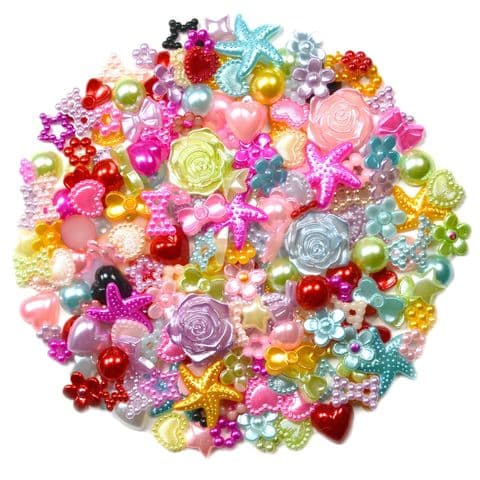 ASSORTED MIX 50pcs Pack Flatback Pearlised Embellishments