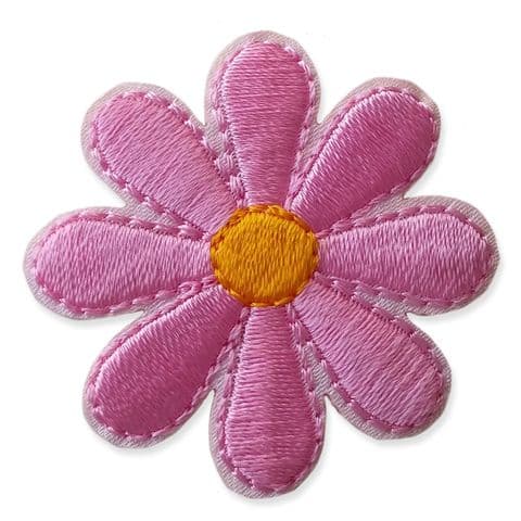 BABY PINK DAISY MOTIF IRON ON EMBROIDERED PATCH APPLIQUE