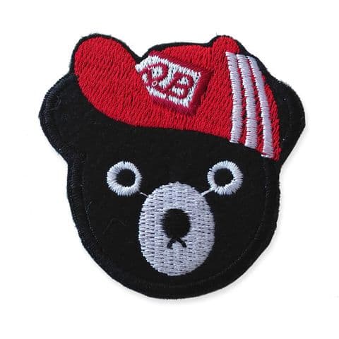 BASEBALL BEAR HEAD MOTIF IRON ON EMBROIDERED PATCH APPLIQUE