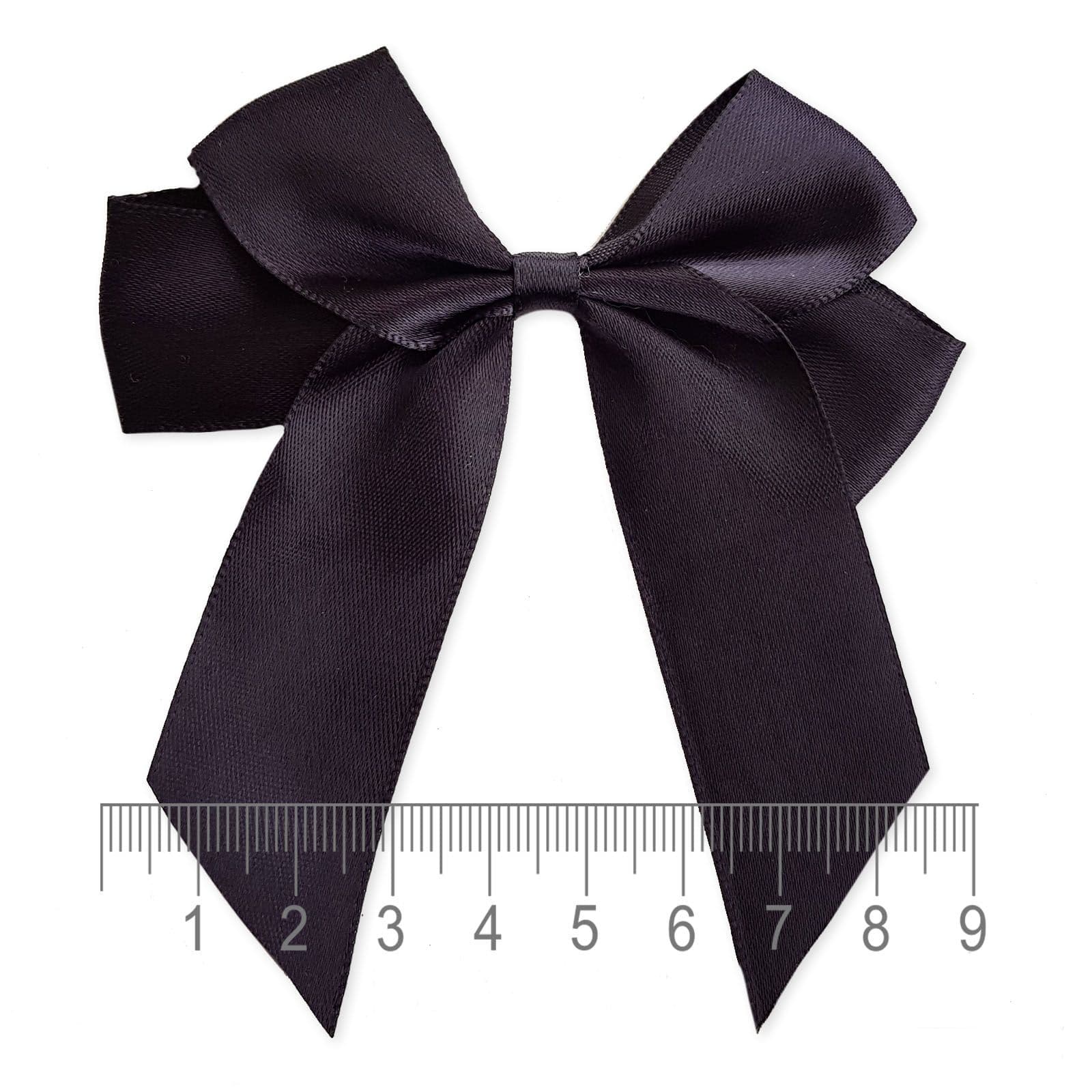 BLACK 90mm Large Ribbon Bows Pack of 6