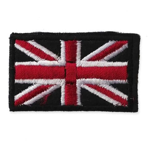 BLACK UNION JACK FLAG MOTIF IRON ON EMBROIDERED PATCH APPLIQUE
