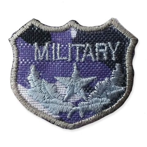BLUE MILITARY SHIELD MOTIF IRON ON EMBROIDERED PATCH APPLIQUE