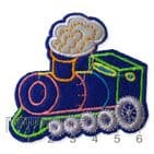 BLUE TRAIN MOTIF IRON ON EMBROIDERED PATCH APPLIQUE